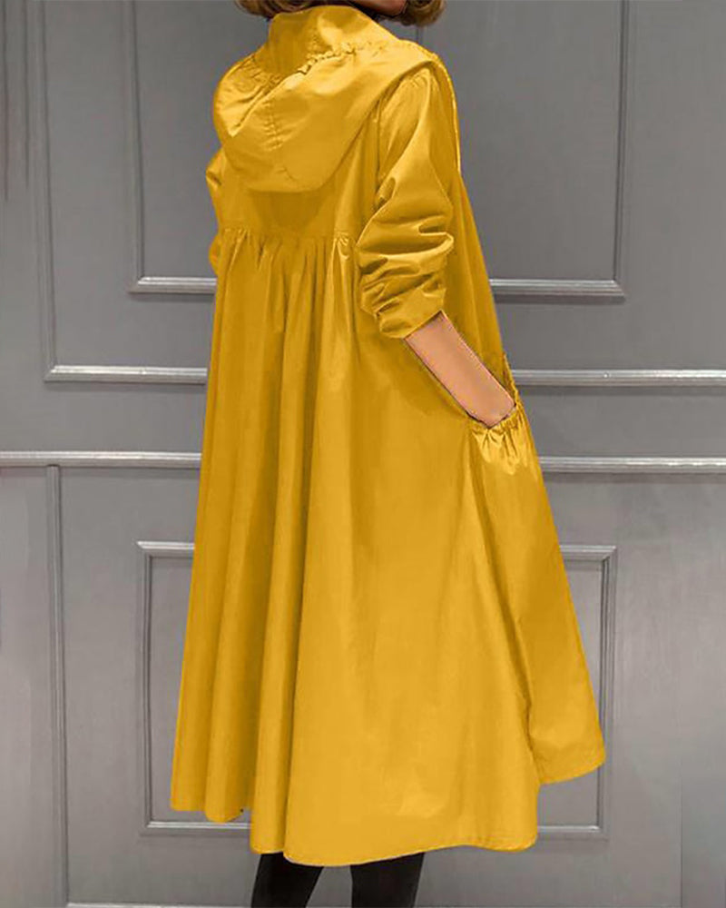 Veste à capuche mi-longue stylée, style coréen