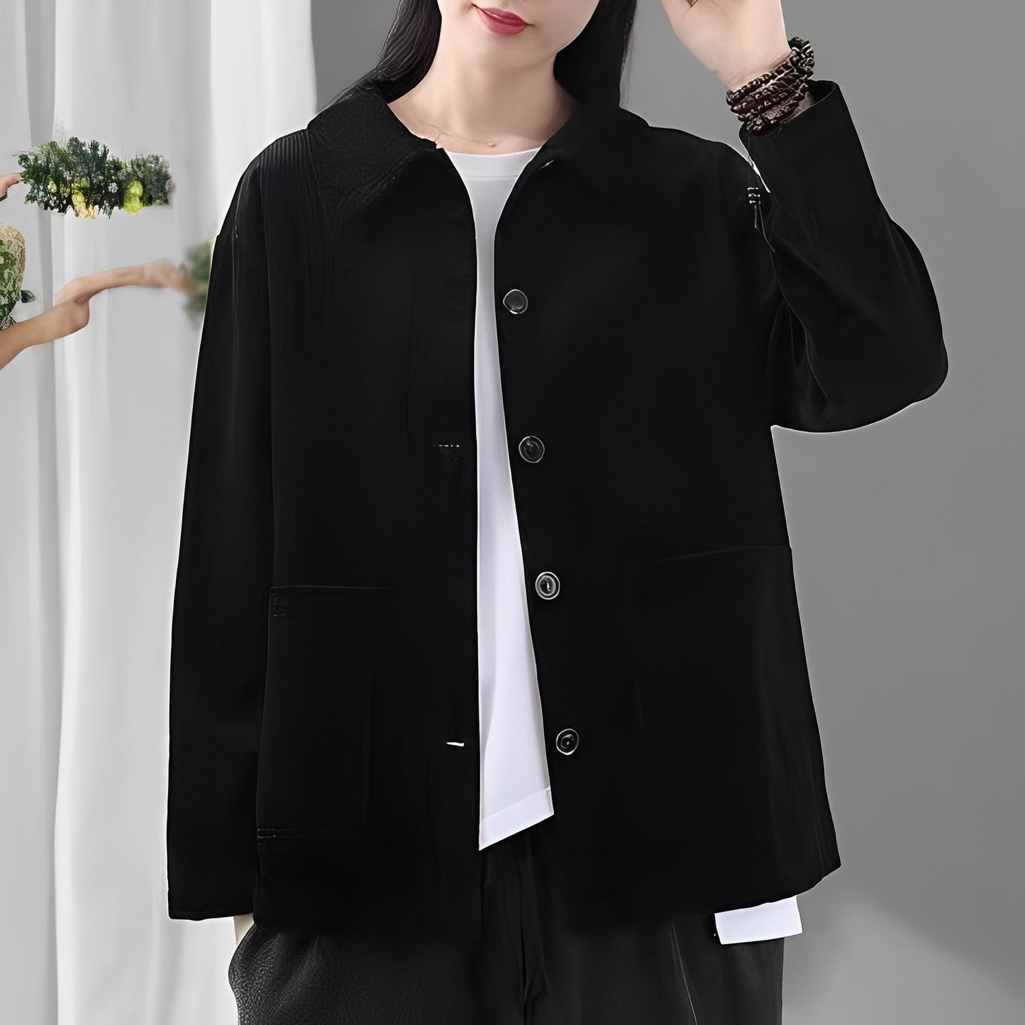 Veste femme confortable avec poches Effet velours côtelé