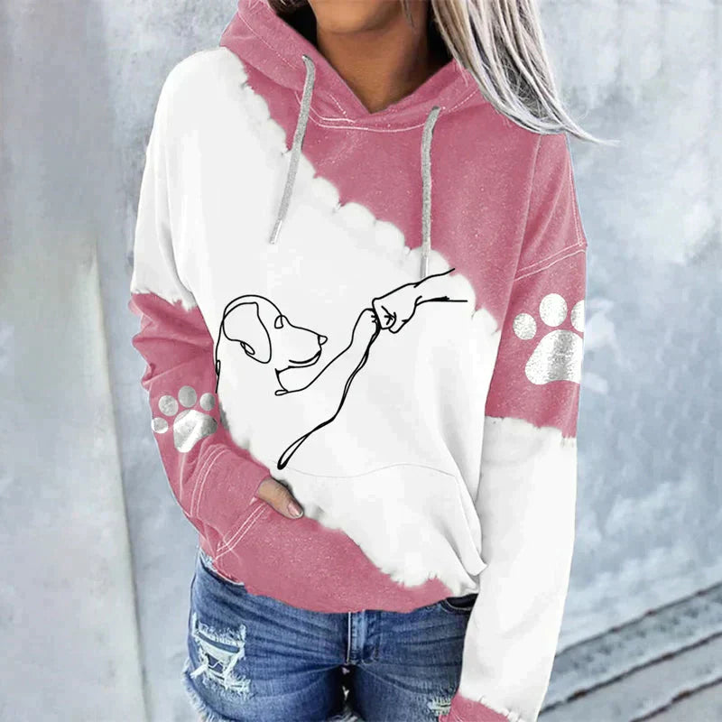 Sweat à capuche élégant motif chien coupe ample