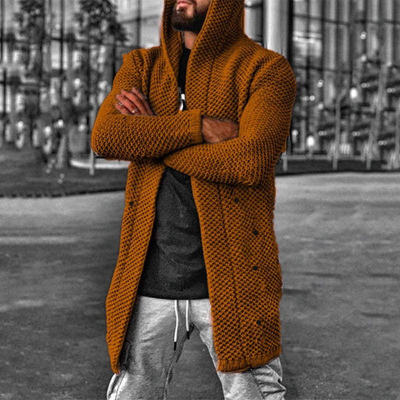 Gilet tricoté à capuche chaud pour hommes