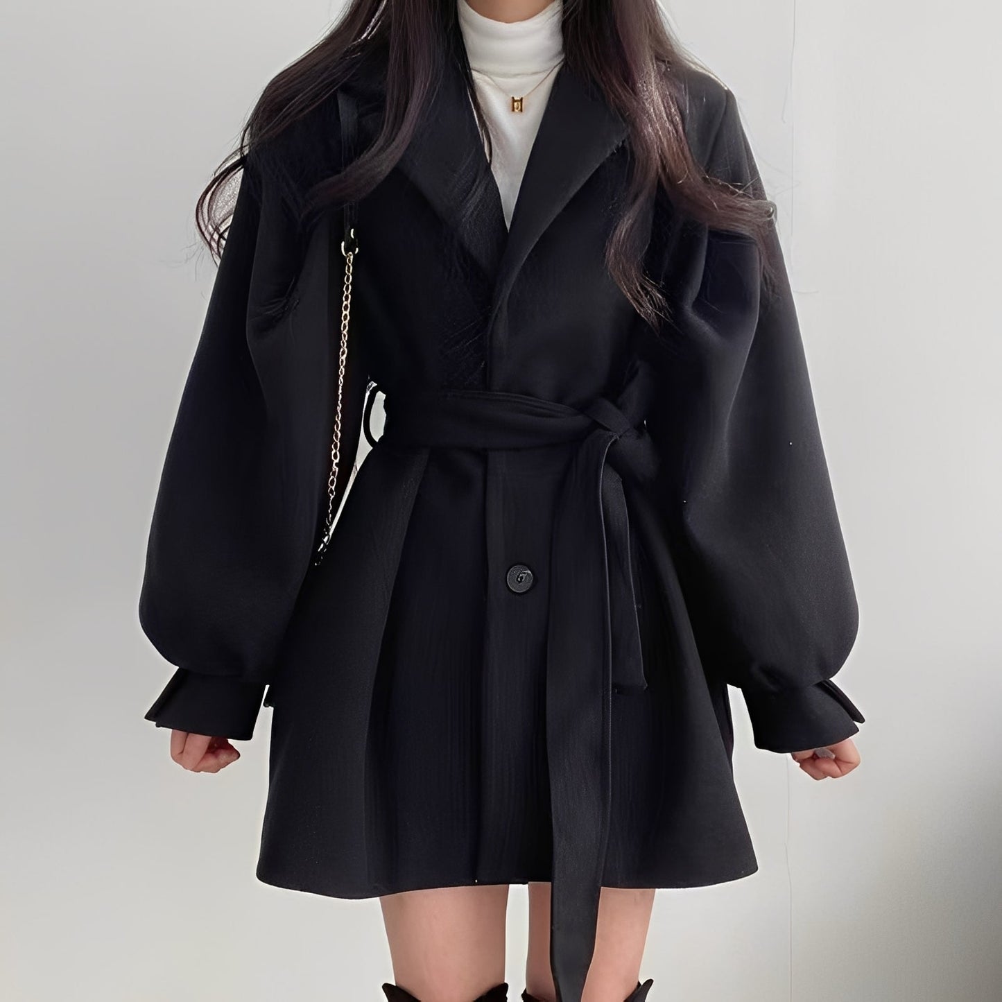 Élégant manteau en laine mi-long pour femme