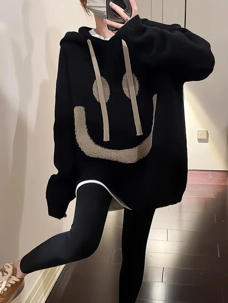 Sweat-shirt à capuche pour femmes - Motif sourire espiègle