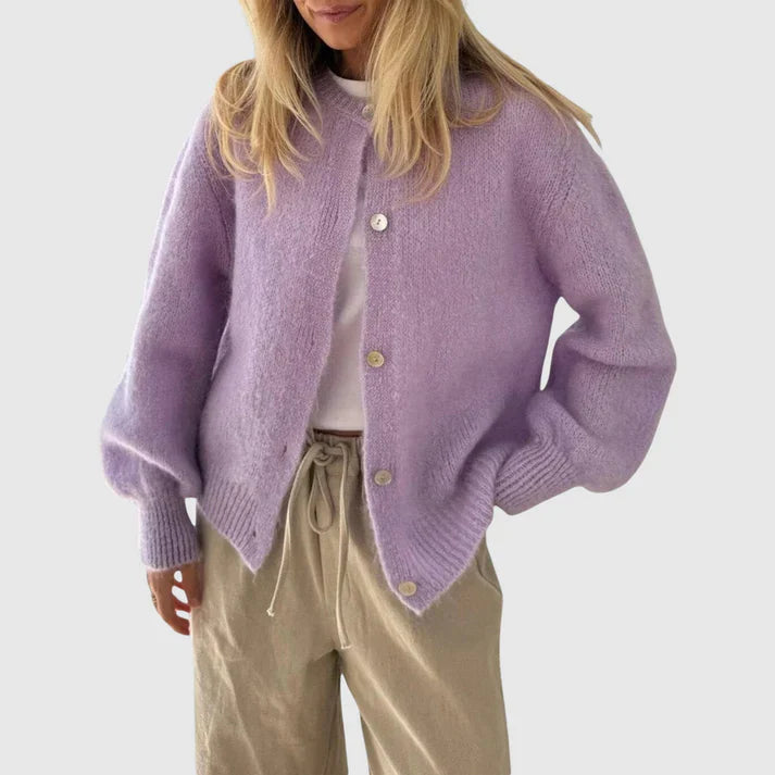 Cardigan col rond en cachemire pour femme avec boutons