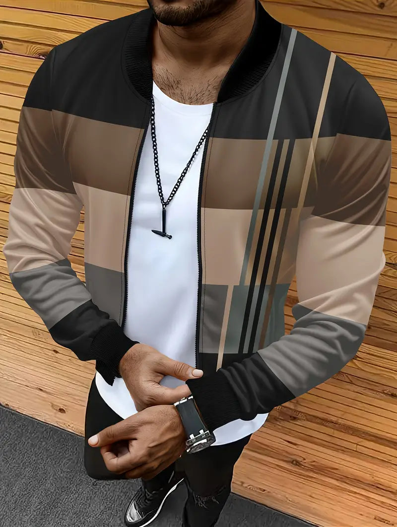 Lässige Herren-Jacke mit Farbblock-Design - IdealeKleiden