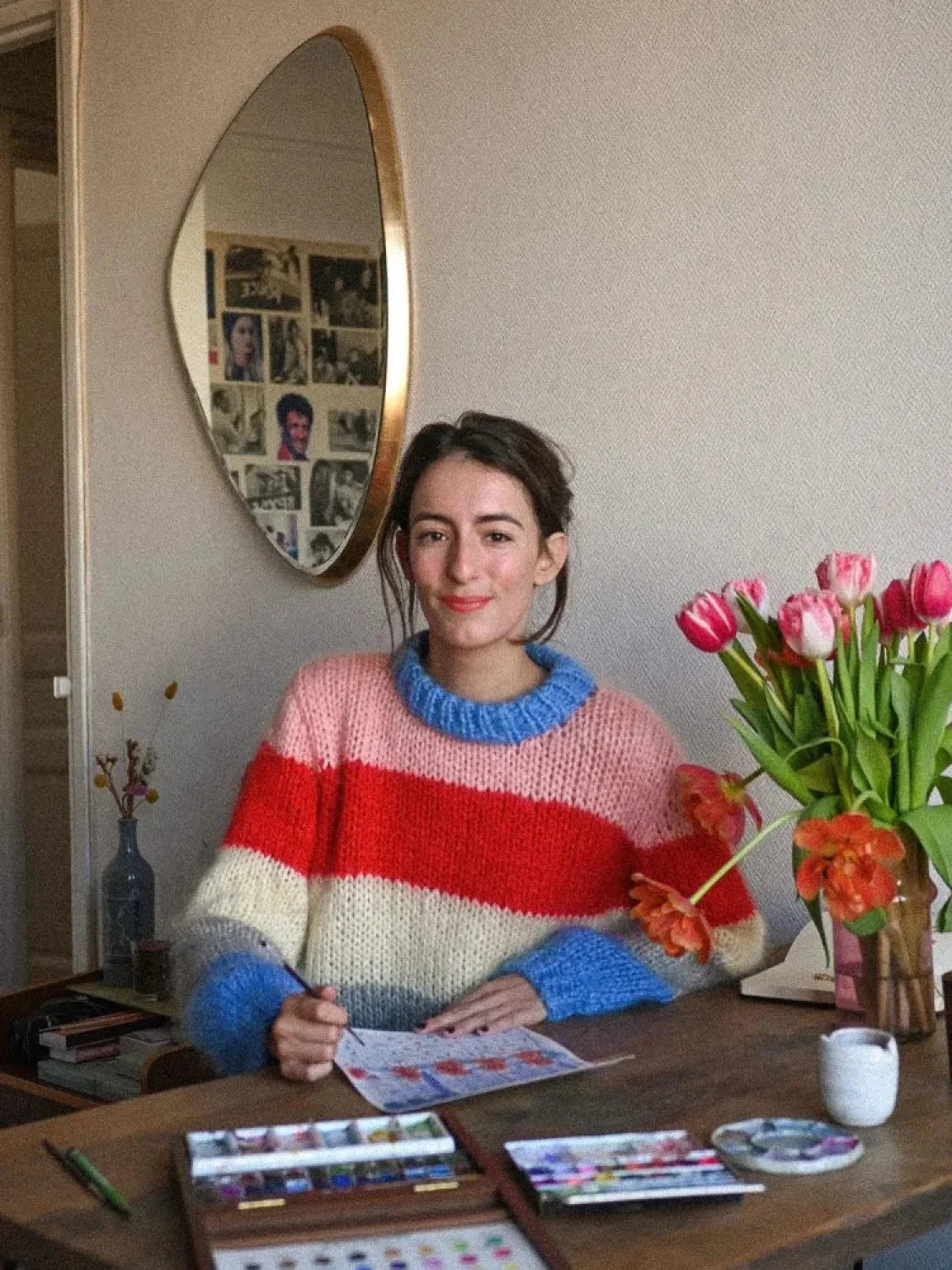 Farbenfroher Strickpullover Modern Lässig - IdealeKleiden