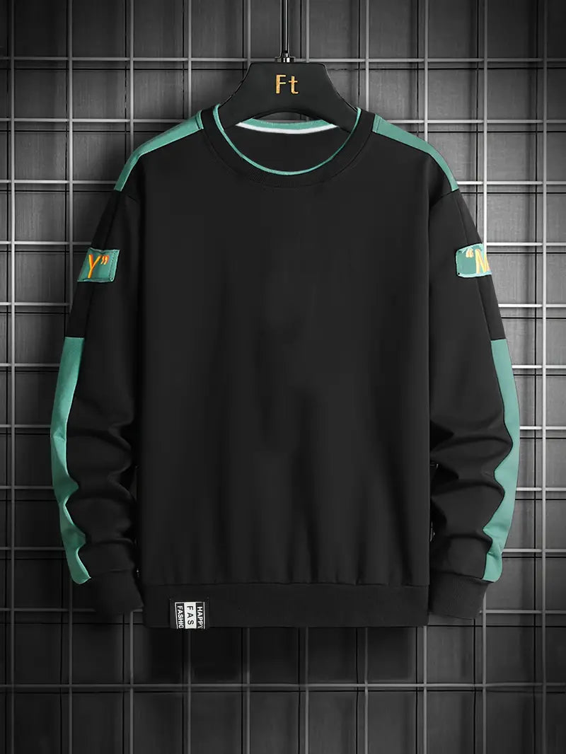 Pull-over homme manches longues col rond style