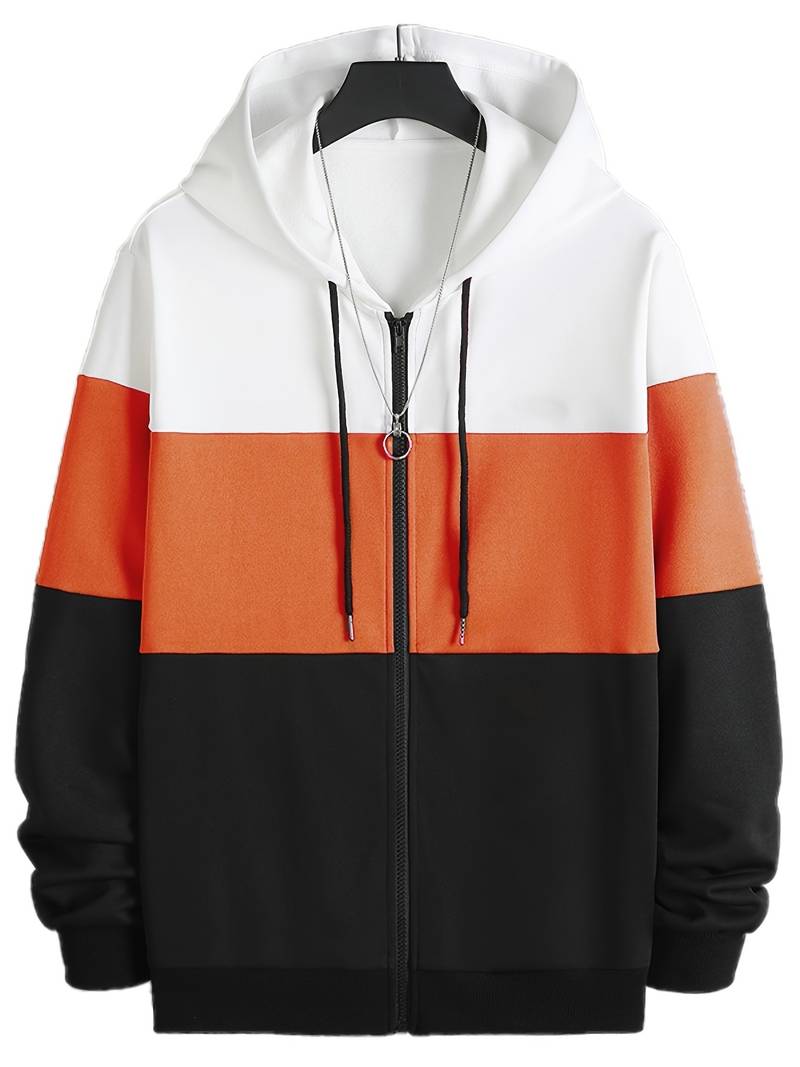 Sweat-shirt à capuche pour hommes, couleurs contrastées, tendance