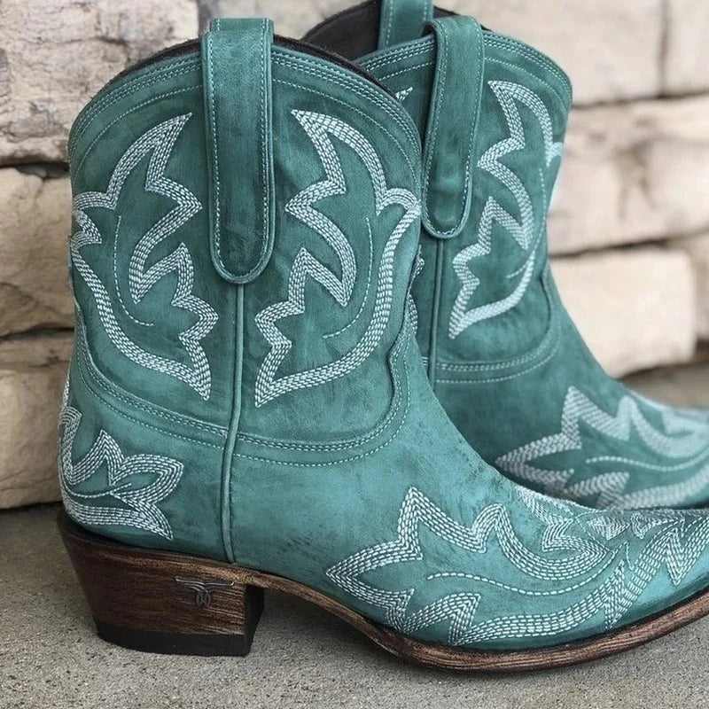 Bottes western en cuir style cowboy