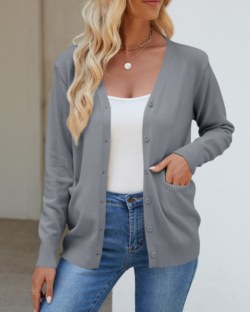 Cardigan femme col V manches longues
