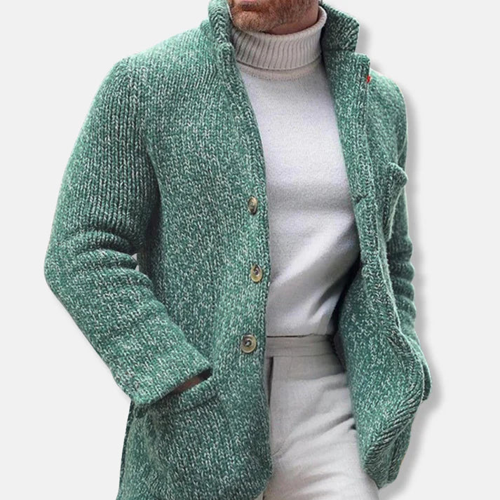 Cardigan homme structuré col montant boutons