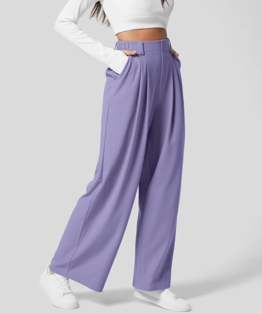Pantalon femme élégant coupe large sur mesure