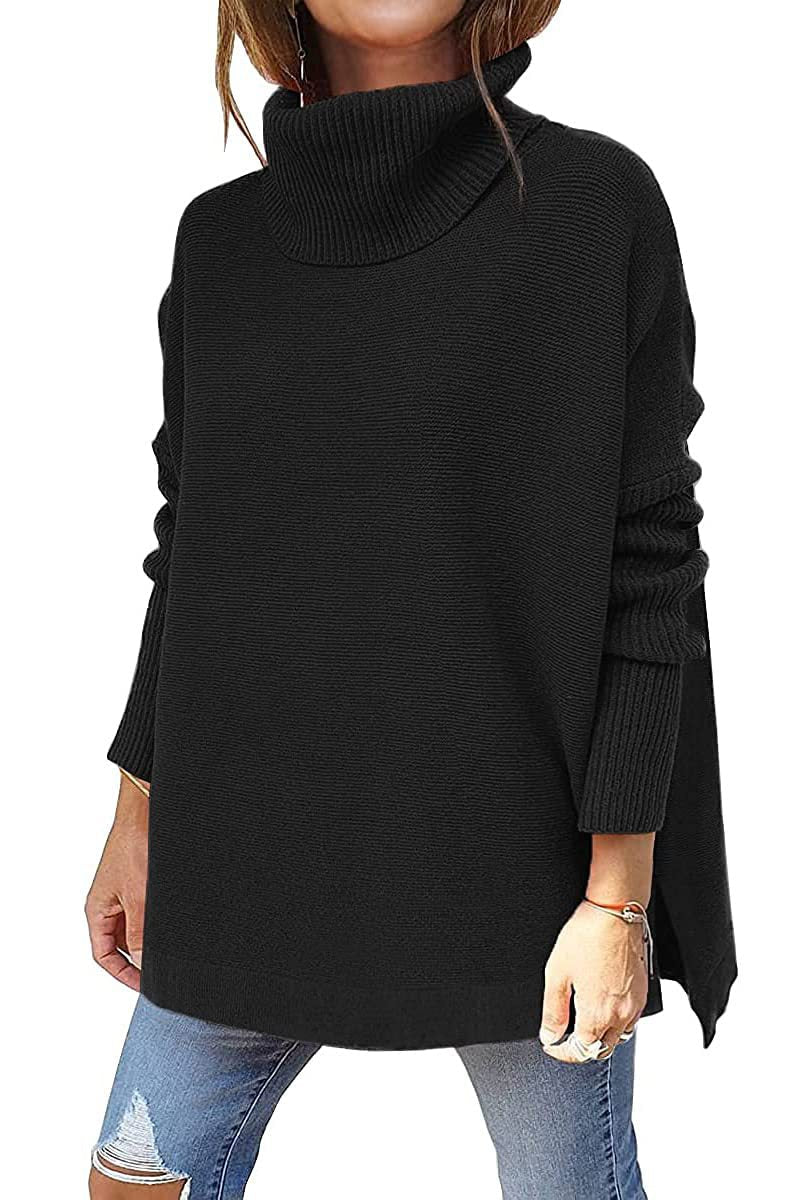Pull-over chaud pour femmes à col roulé en laine