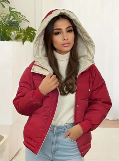 Veste polaire chaude à capuche pour femme