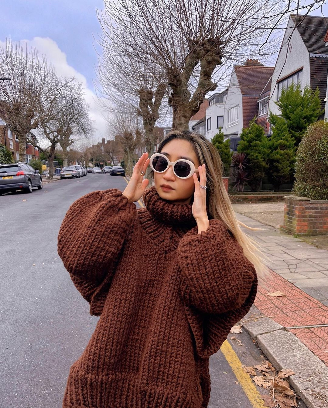 Pulls amples en maille col roulé oversize pour femme