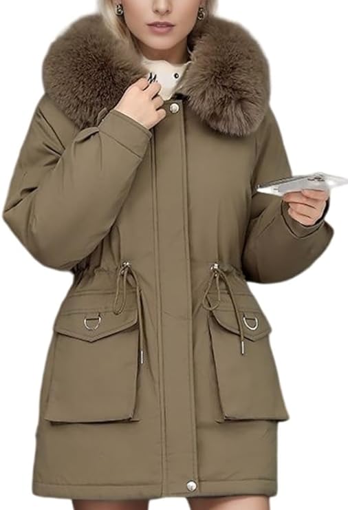 Parka chaud pour femme, isolé avec capuche