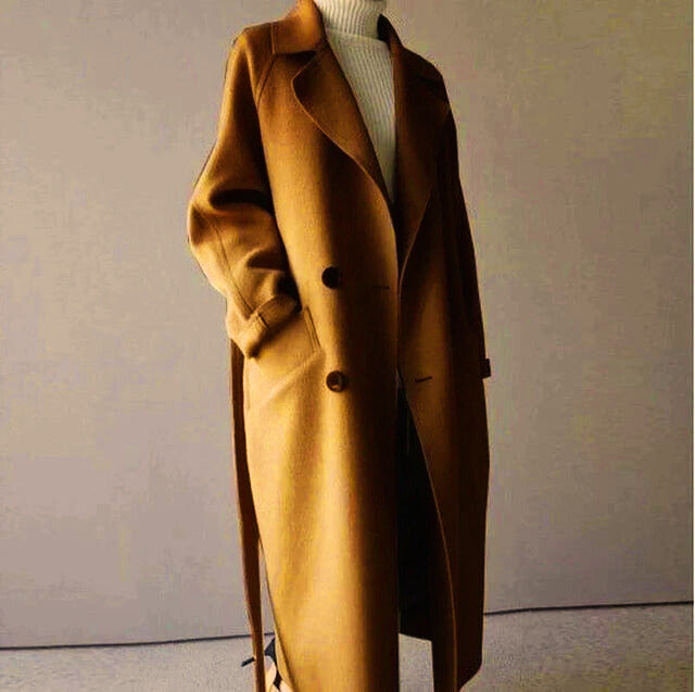 Manteau en laine oversize croisé classique