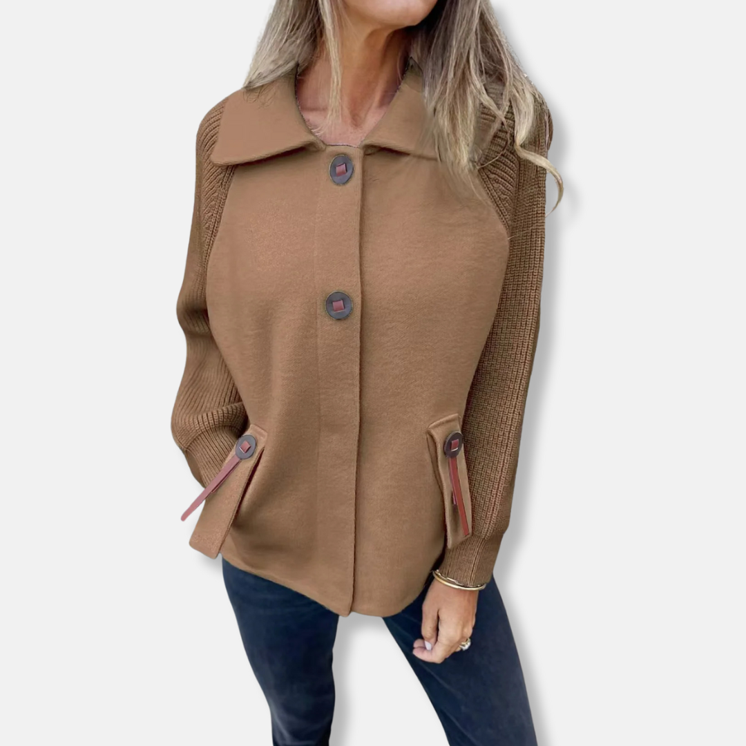 Veste décontractée pour femme en tricot avec fermeture boutonnée