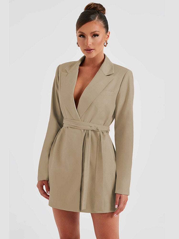 Robe-blazer élégante courte manches longues