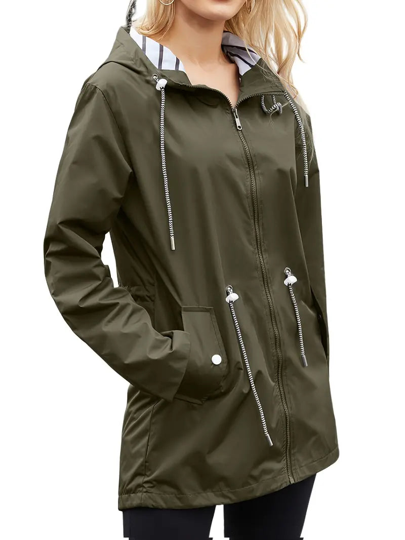 Robe d'automne chaude | Sweat à capuche imperméable pour femme jusqu'aux genoux