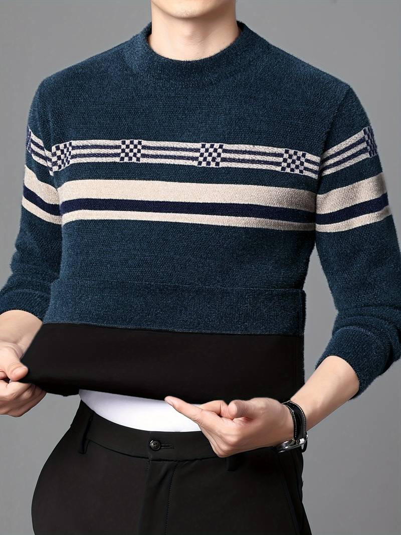 Pull-over homme manches longues motif rayé
