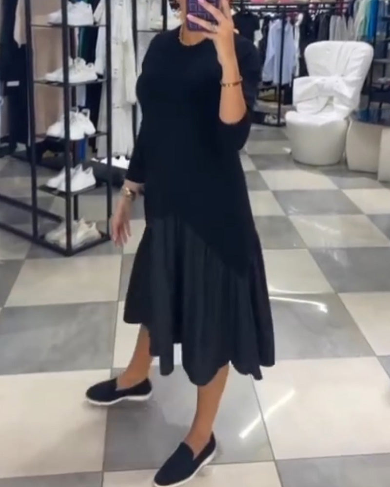 Patchwork Kleid Frauen Rüschen Chic - IdealeKleiden