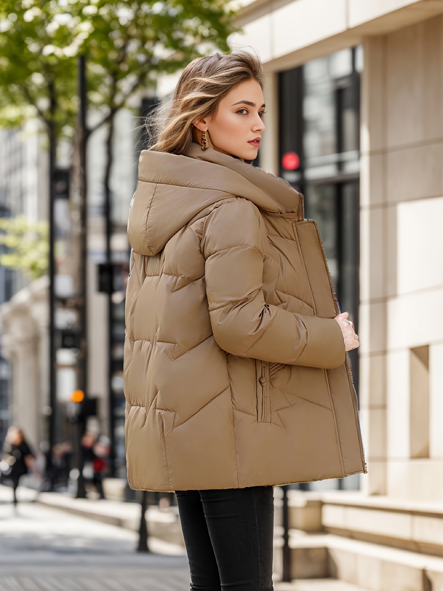 Parka en duvet stylé Manteau d'hiver chaud avec capuche