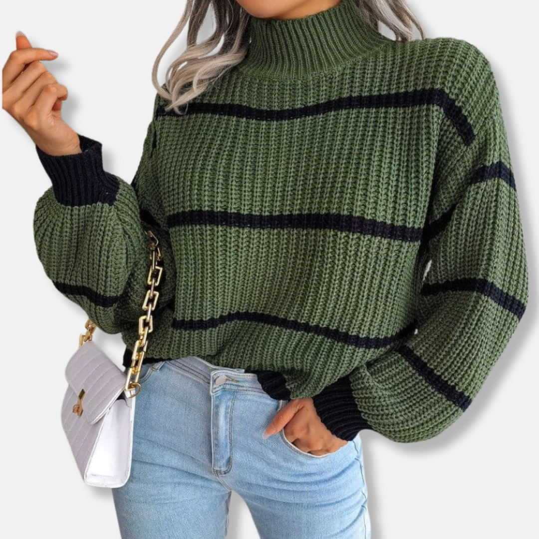 Pull en tricot doux, rayé, classique, coupe ample