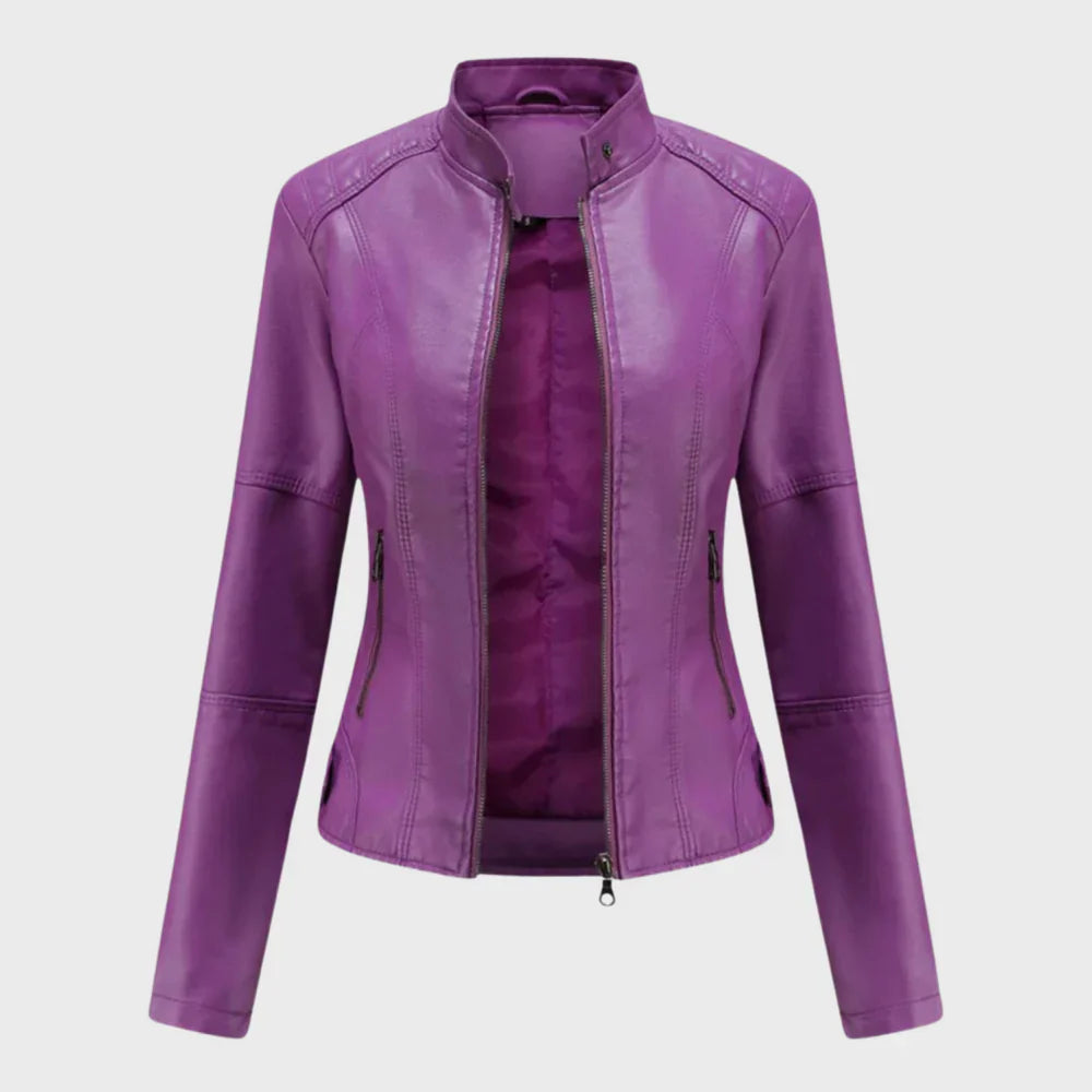 Blouson en cuir décontracté tendance