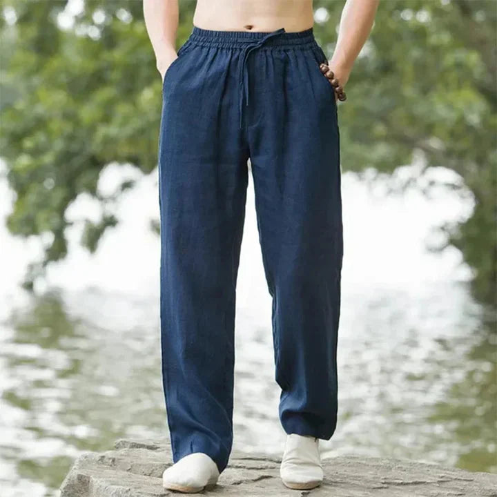 Pantalons en lin homme été décontractés