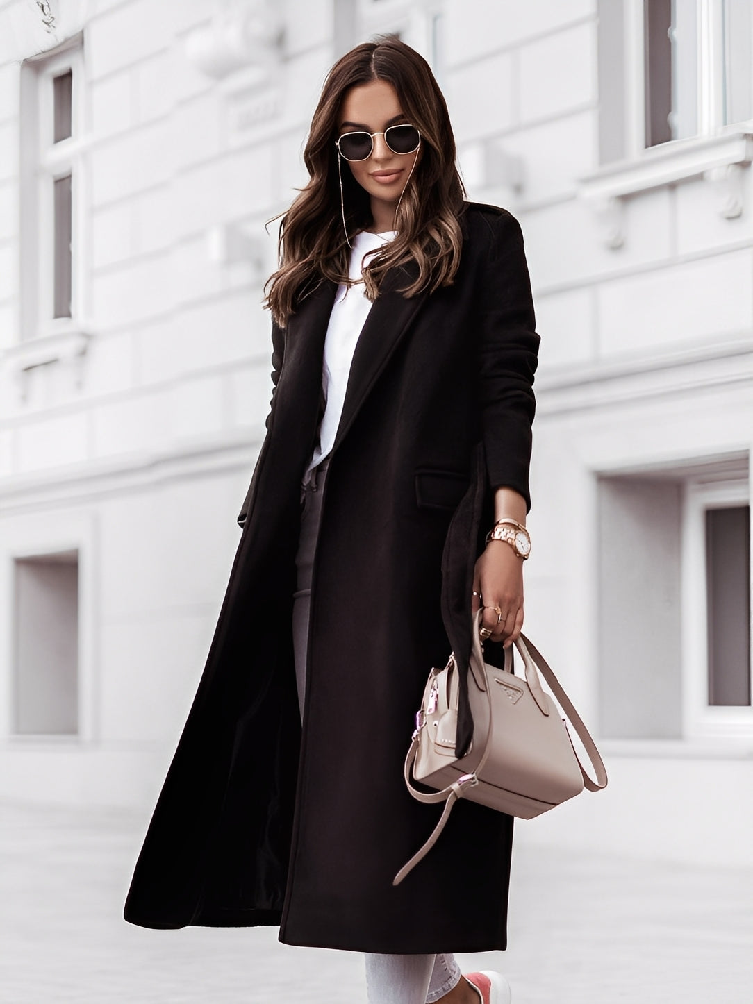 Élégant manteau femme cintré, Douce matière laine