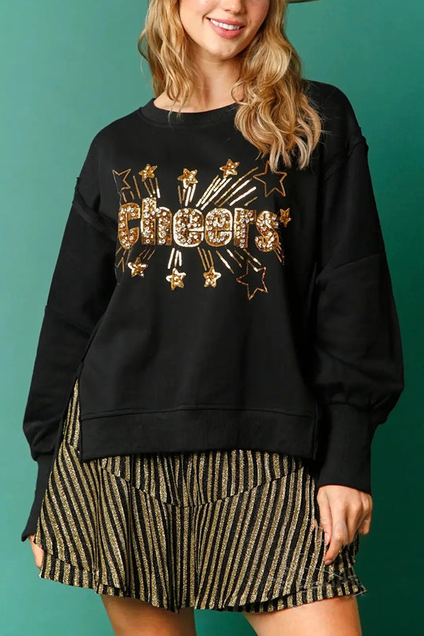 Sweat-shirt de Noël Col rond Effet pailleté