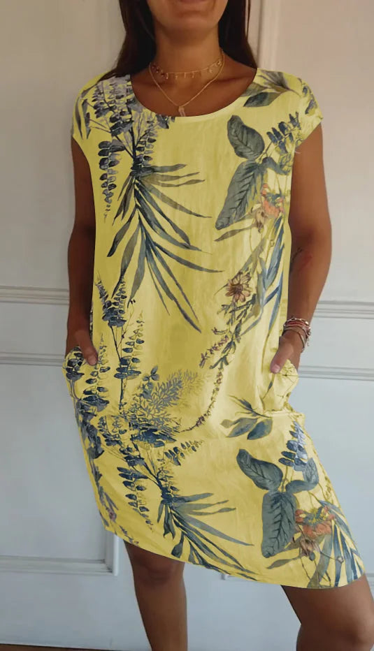 Robe pour femme col rond motif floral