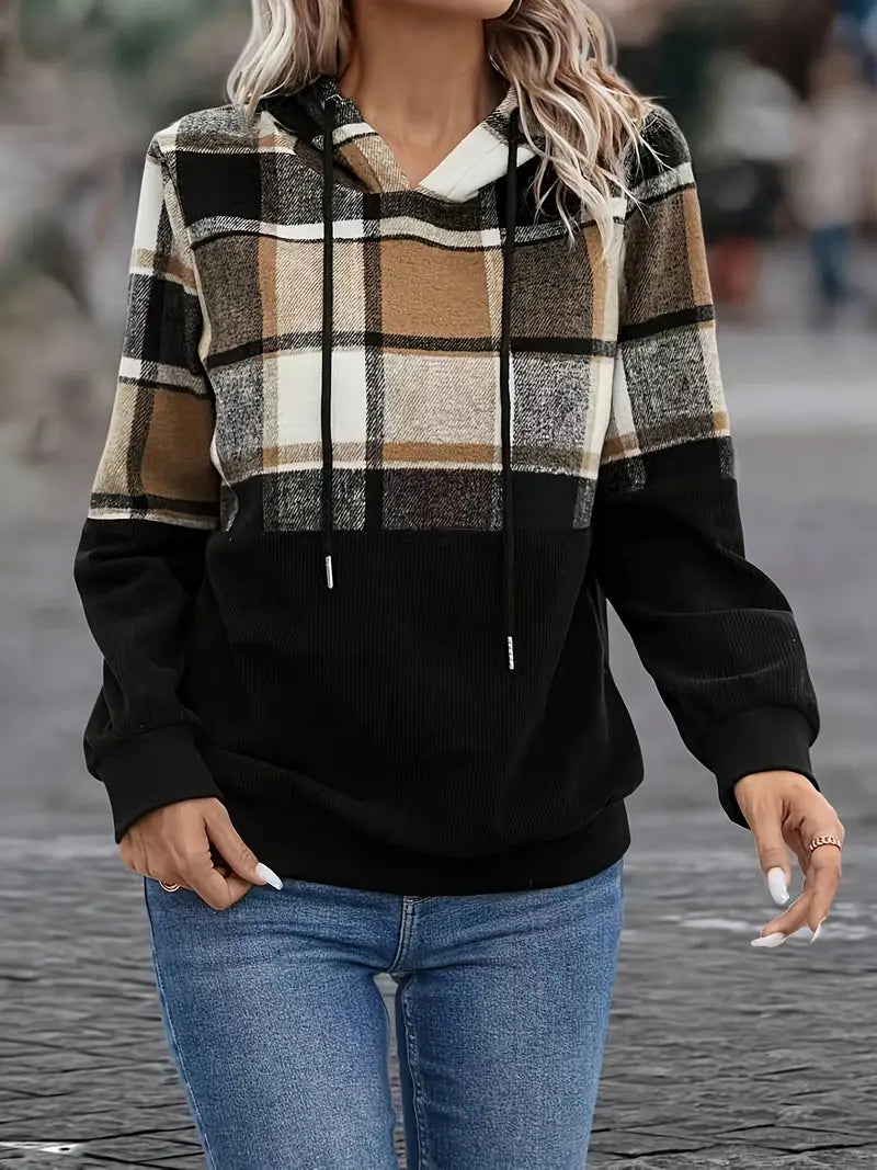 Morgan - Karierter Damen-Hoodie Modern Fit - IdealeKleiden