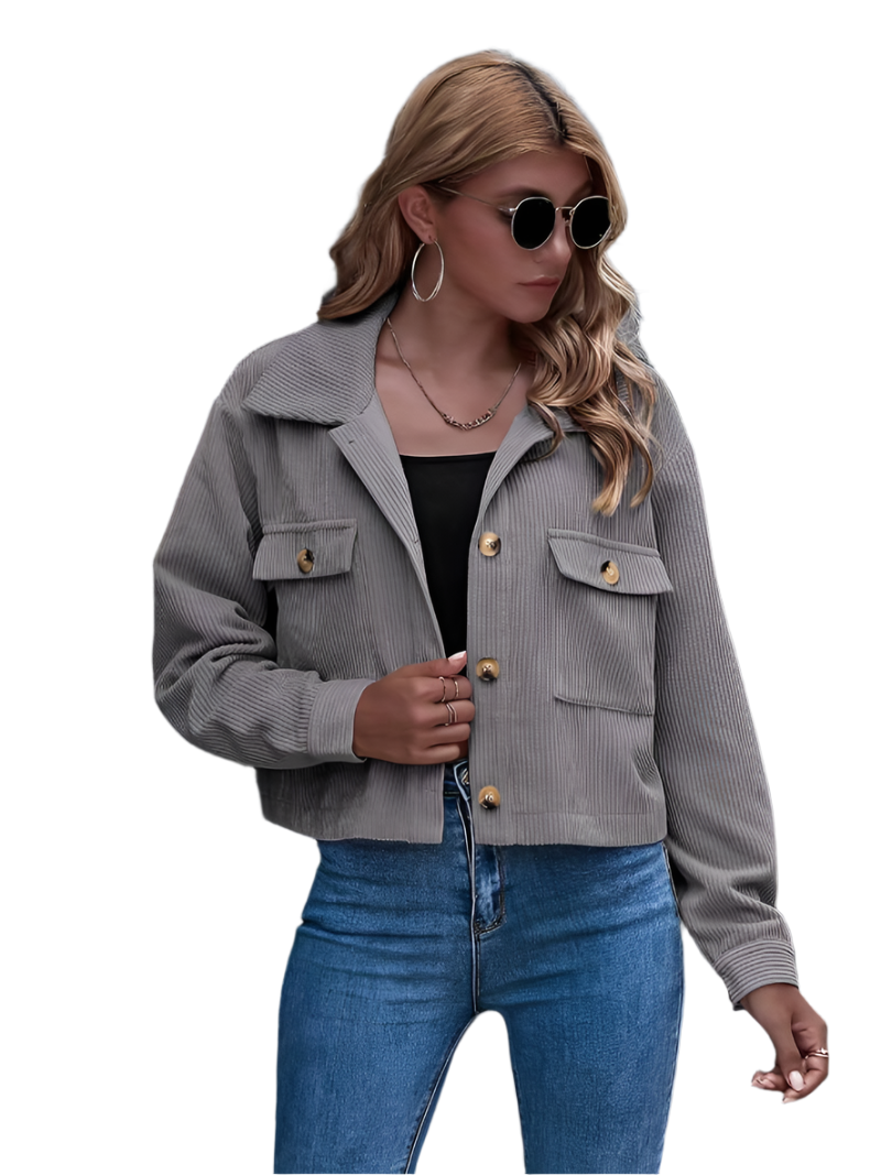 Veste courte femme style velours côtelé