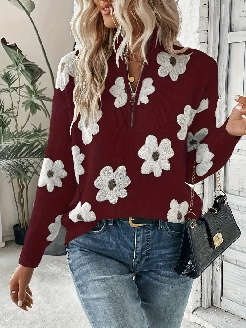 Pull décontracté femme, fermeture éclair