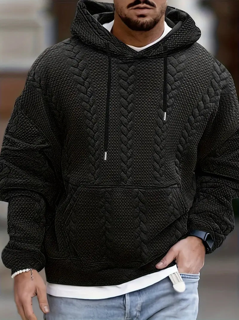 Herren Pullover Retro Kapuze Zopfdesign - IdealeKleiden