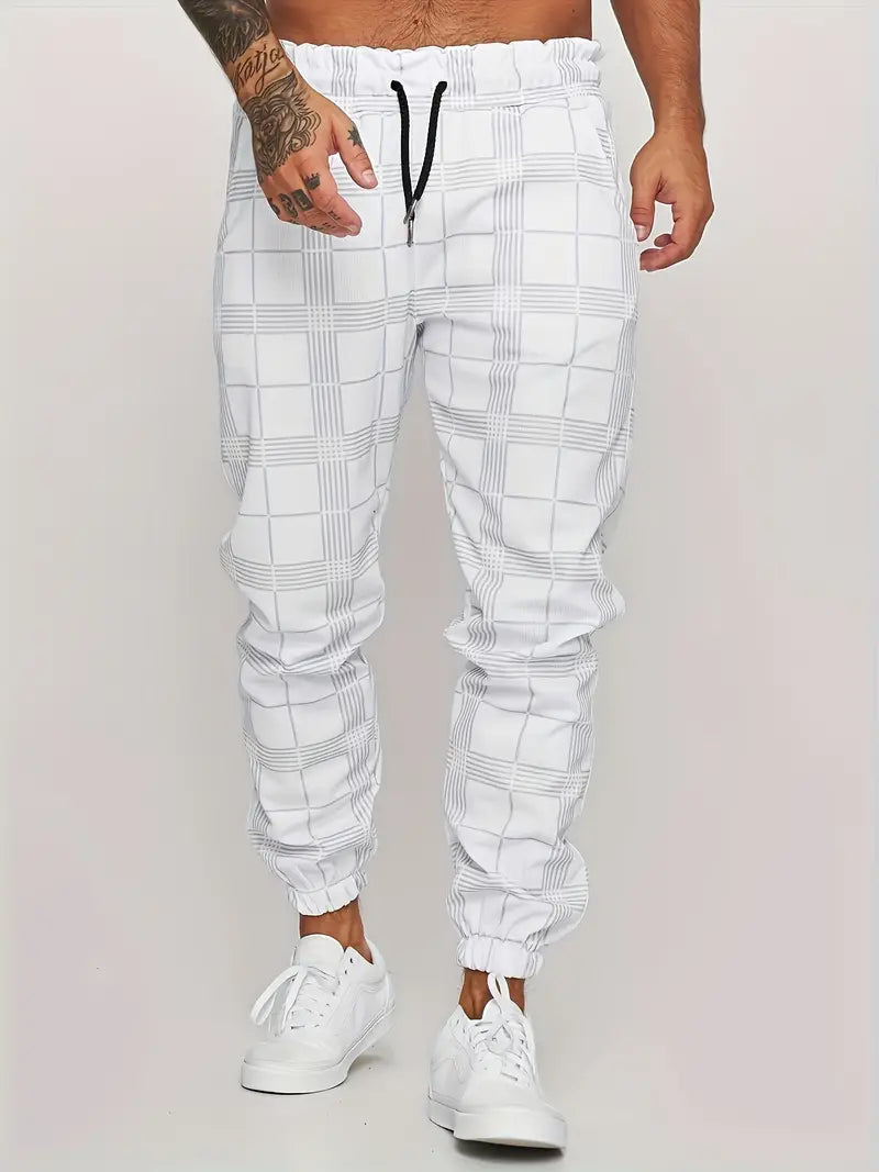 Pantalon de jogging décontracté à carreaux pour homme style rétro