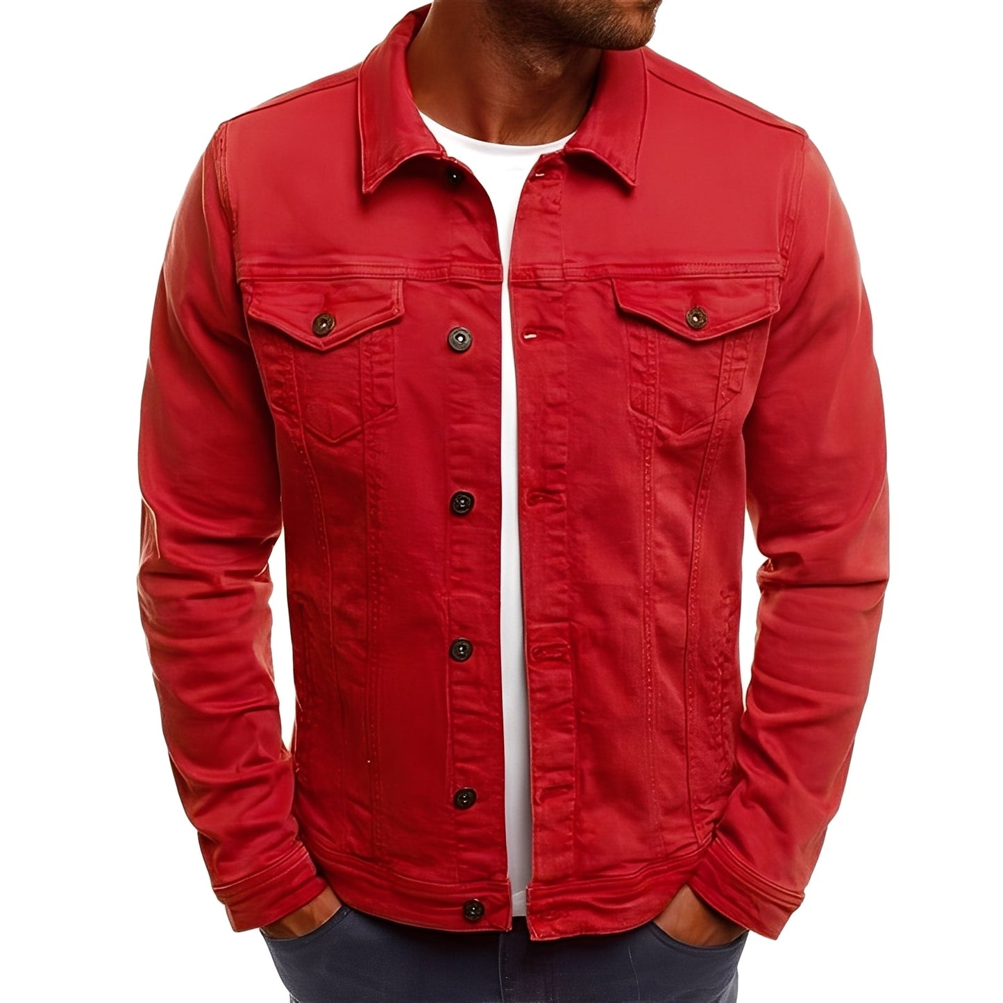 Veste en jean moderne pour homme avec poches