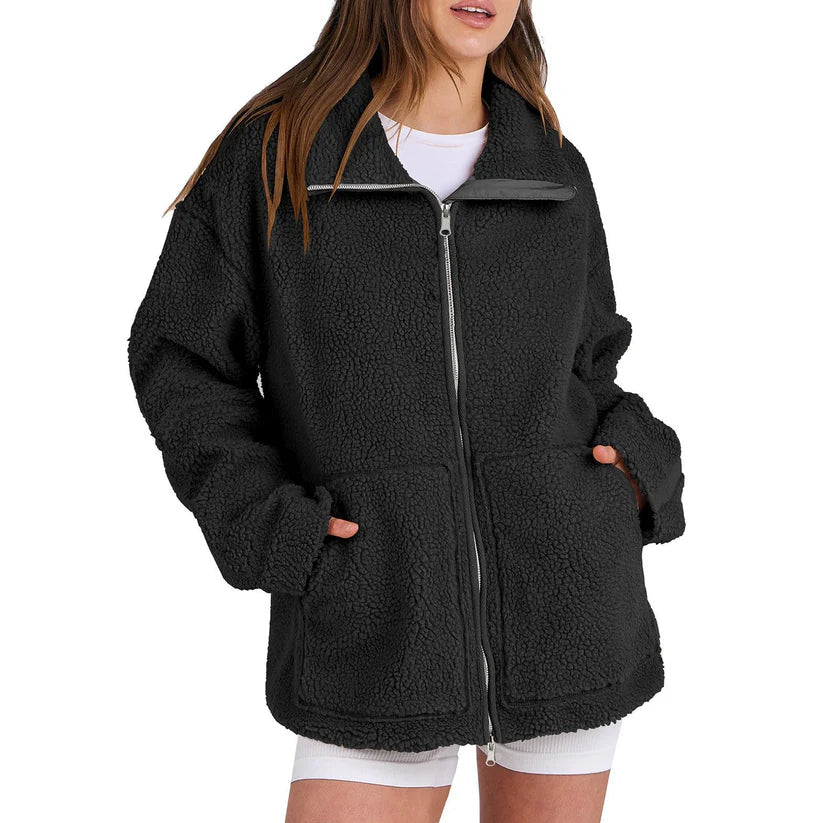 Manteau en laine décontracté pour femme Col roulé moderne