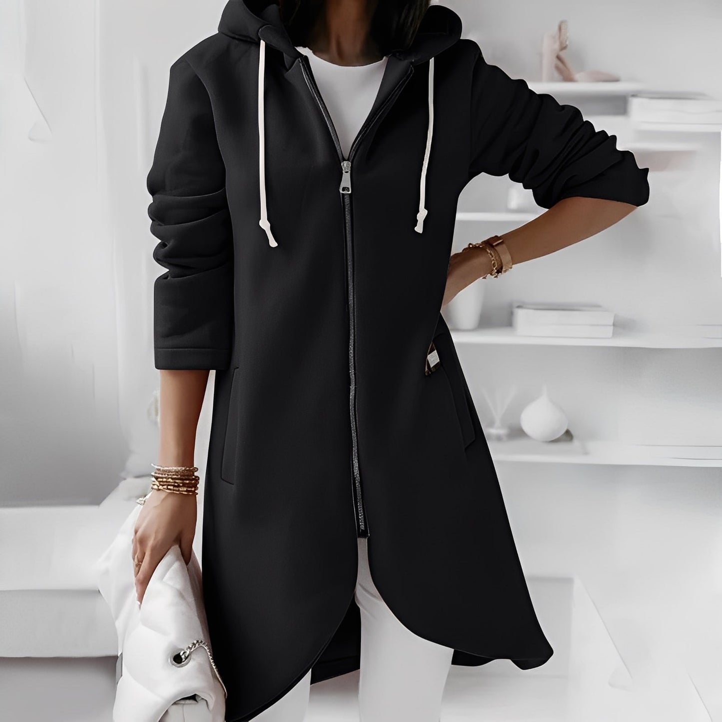 Veste longue à capuche pour femme Confortable et stylée