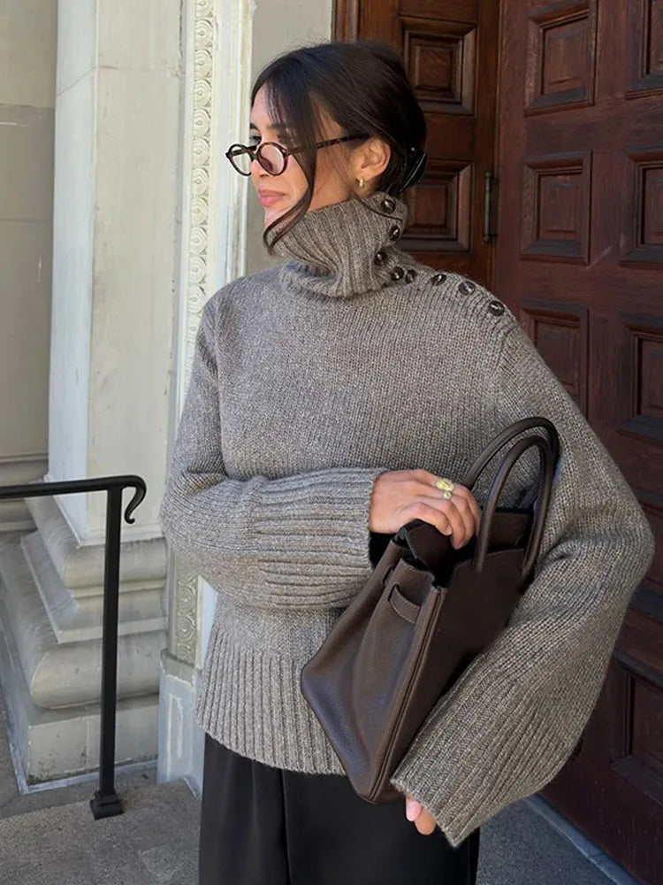 Pull confortable, col montant, coupe décontractée