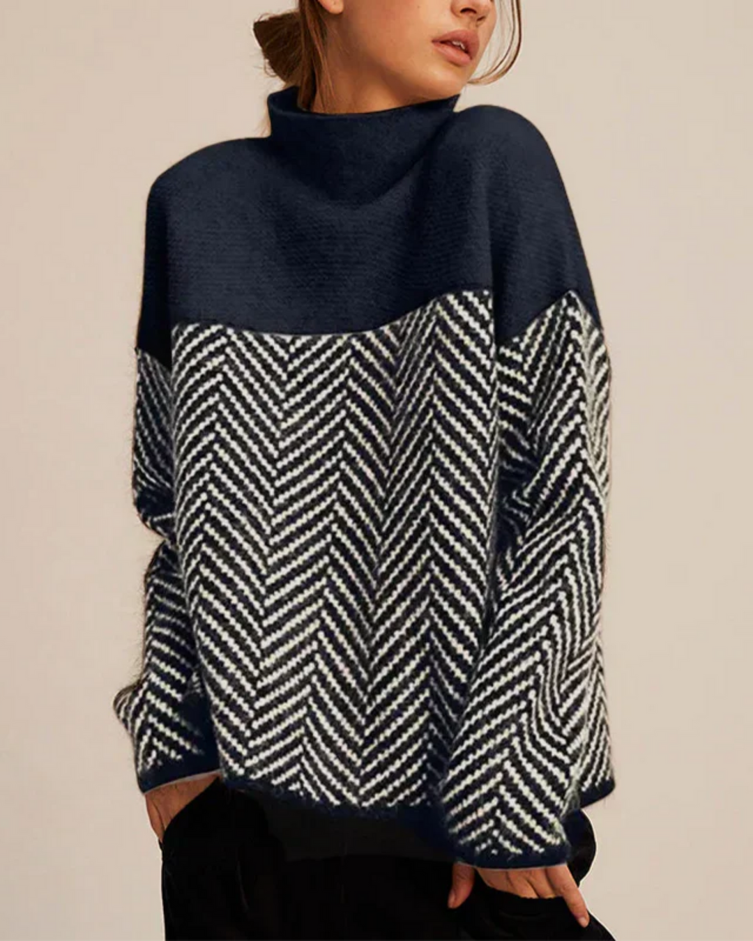 Pull à col roulé en coton doux pour femme