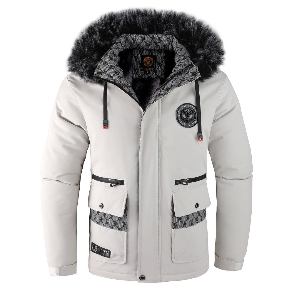 Veste d'hiver homme avec capuche amovible en fourrure