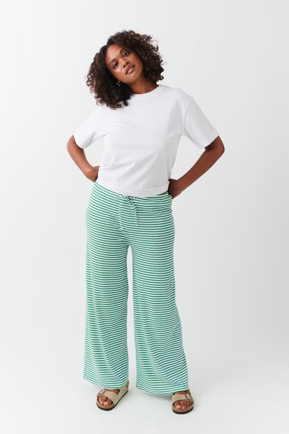 Pantalon léger à rayures pour femme
