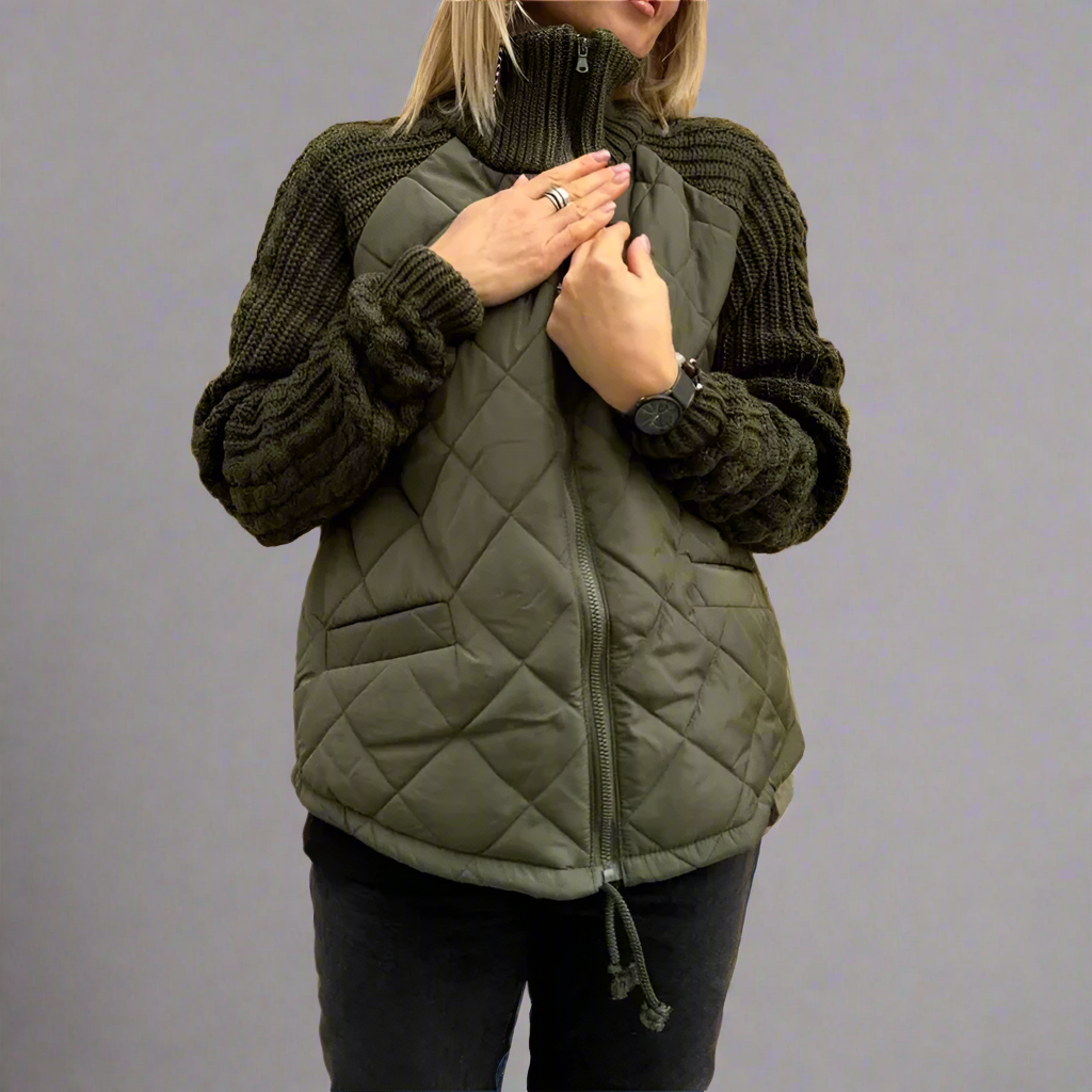 Veste d'automne femme avec manches en tricot