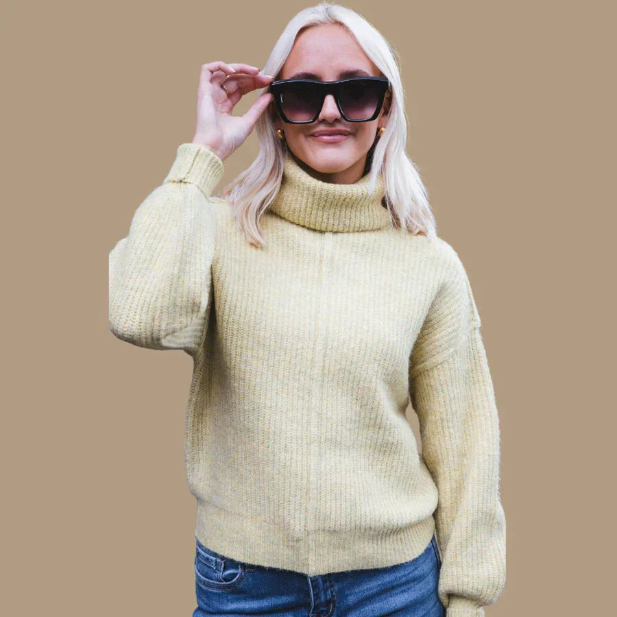 Stylischer Rollkragen Pullover Schnüren Detail - IdealeKleiden