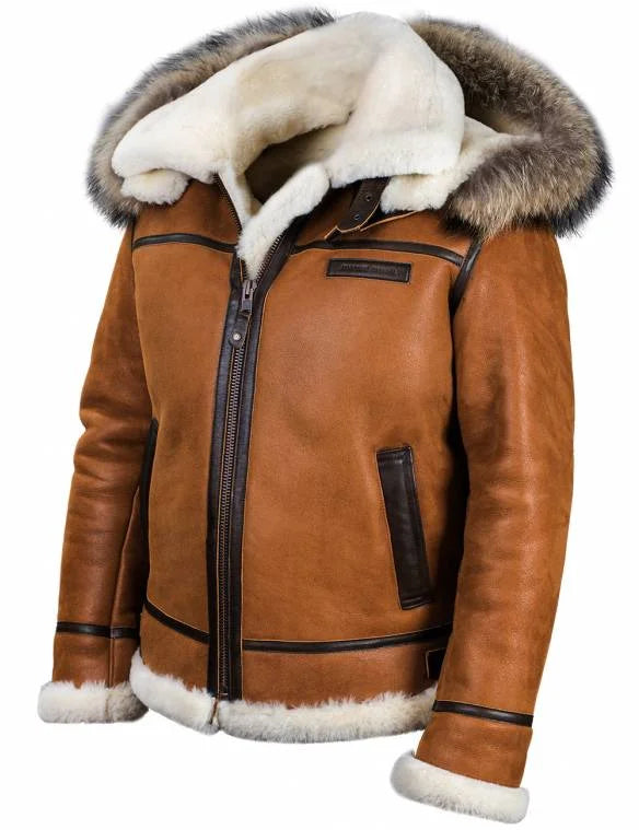 Warme Lammfelljacke Winter Pelzkapuze - IdealeKleiden