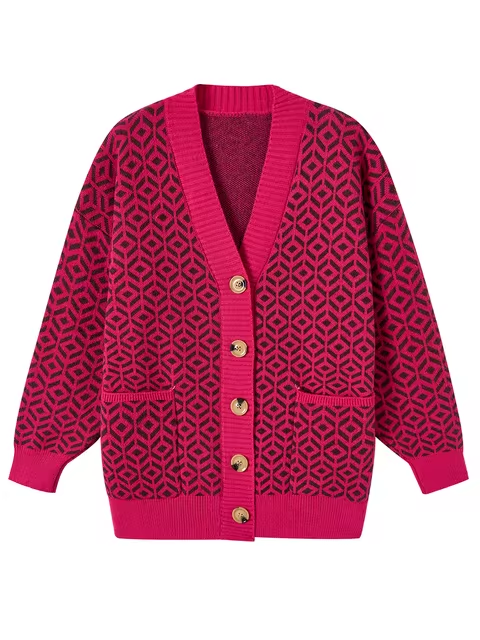 Gilet en maille stylé Motif géométrique Boutons
