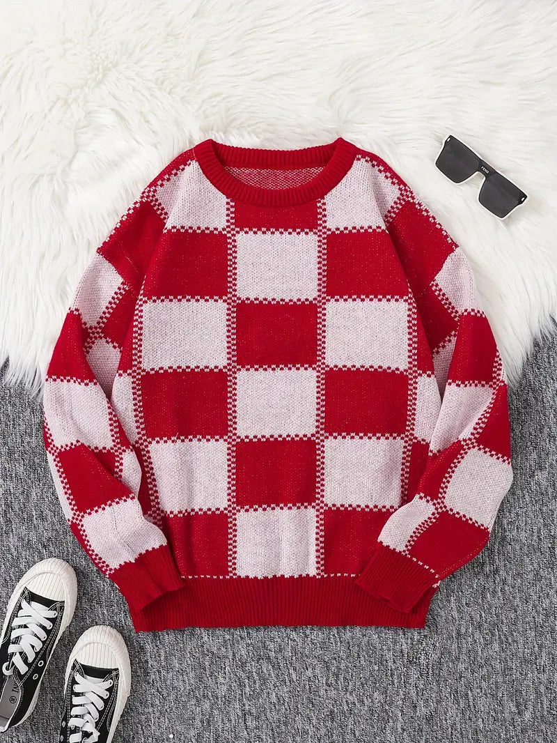Pull-over à motif échiquier pour hommes