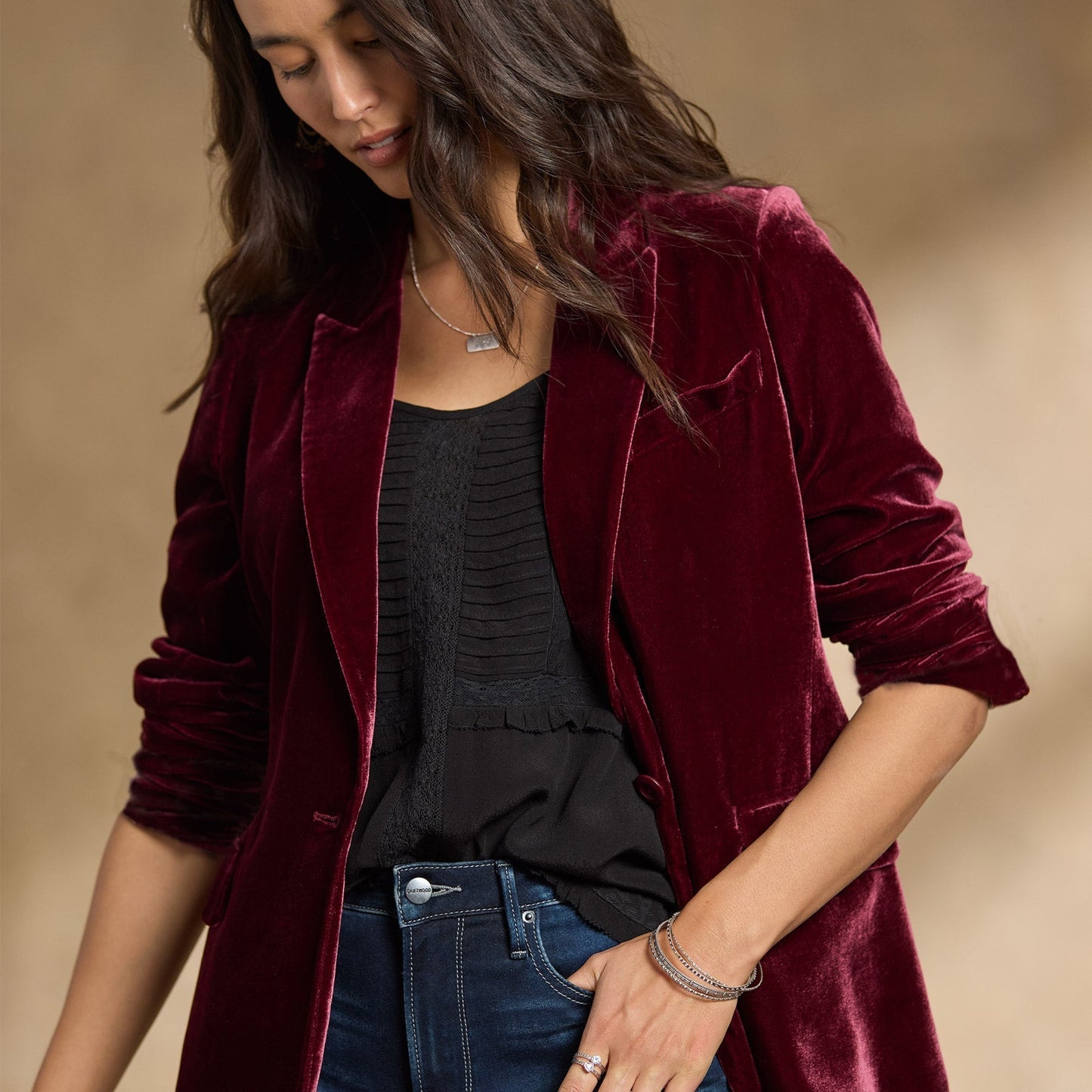 Veste d'automne en velours brodé pour femme